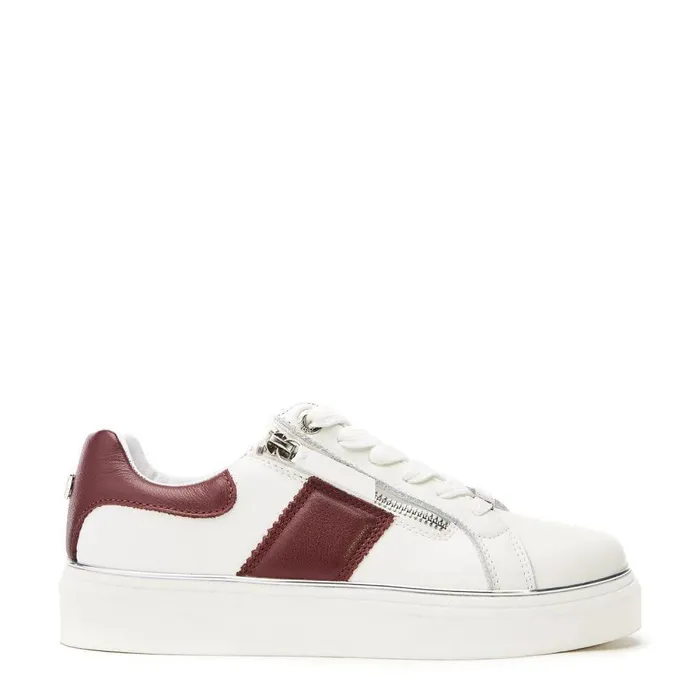 Women Moda In Pelle Casual Trainers Bacary White Red Porvair