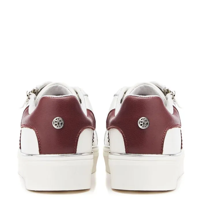 Women Moda In Pelle Casual Trainers Bacary White Red Porvair