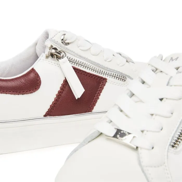 Women Moda In Pelle Casual Trainers Bacary White Red Porvair