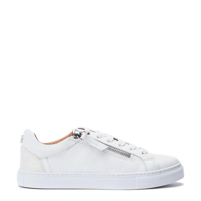 Women Moda In Pelle Casual Trainers Bailly White Leather