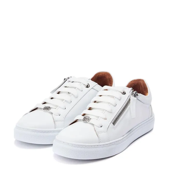 Women Moda In Pelle Casual Trainers Bailly White Leather