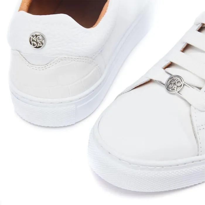 Women Moda In Pelle Casual Trainers Bailly White Leather