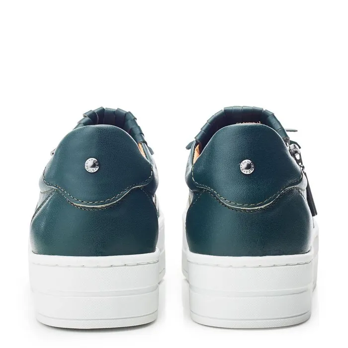 Women Moda In Pelle Casual Trainers Bessans Green Leather