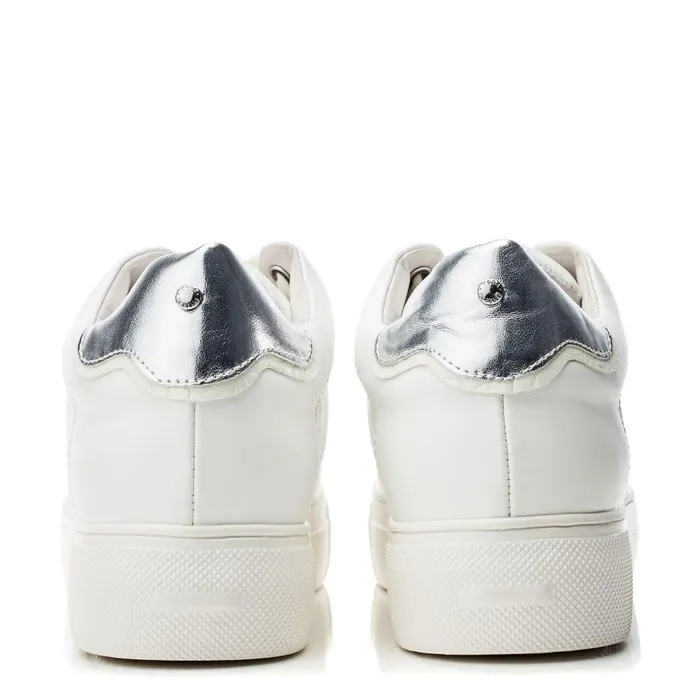 Women Moda In Pelle Casual Trainers Blakey White 8211 Silver Porvair