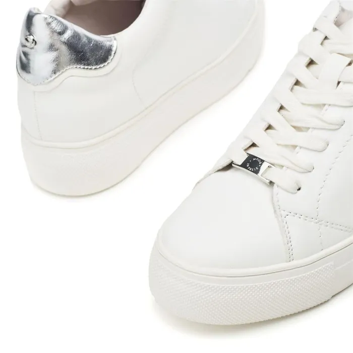 Women Moda In Pelle Casual Trainers Blakey White 8211 Silver Porvair