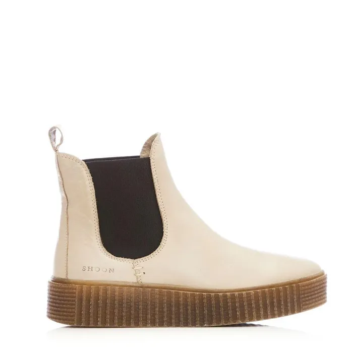 Women Moda In Pelle Chelsea Boots Shoon Sh Illom Cream Leather