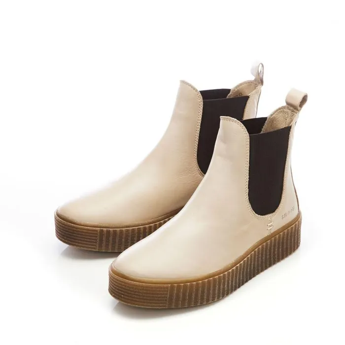 Women Moda In Pelle Chelsea Boots Shoon Sh Illom Cream Leather