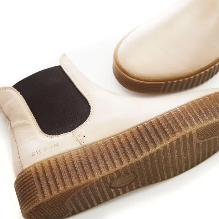 Women Moda In Pelle Chelsea Boots Shoon Sh Illom Cream Leather