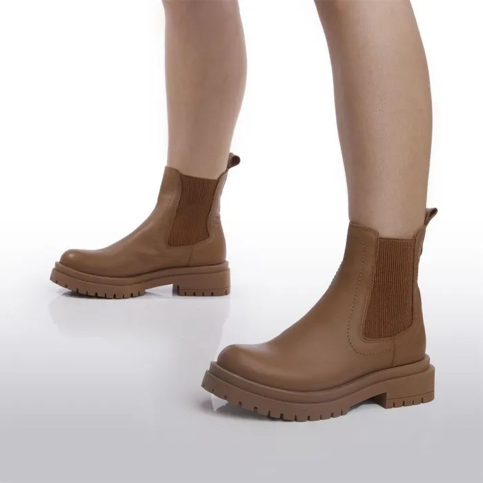 Women Moda In Pelle Chunky Boots Bsoleful BWaya Tan Leather