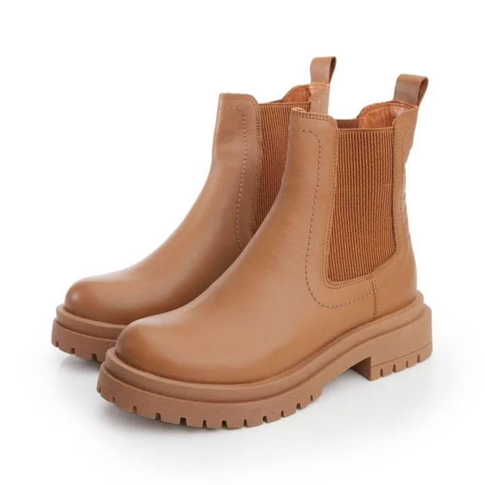 Women Moda In Pelle Chunky Boots Bsoleful BWaya Tan Leather
