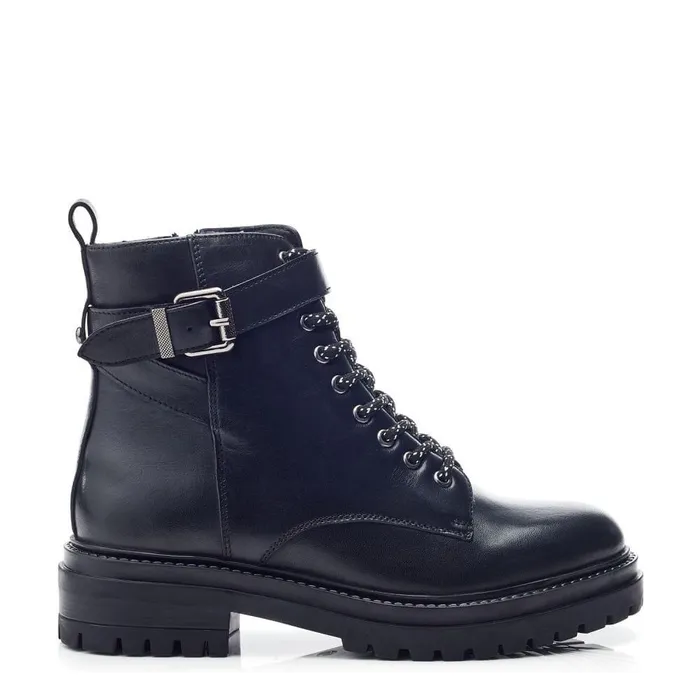 Women Moda In Pelle Chunky Boots Omola Black Leather