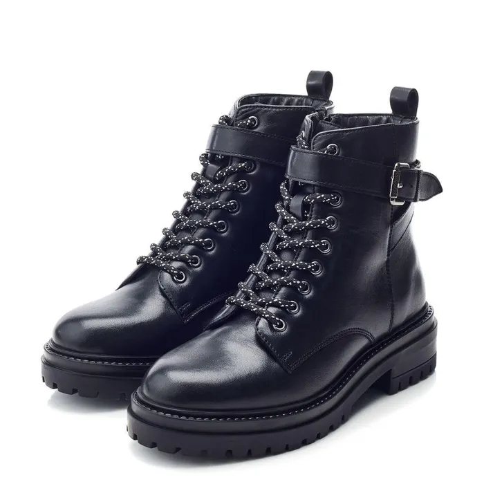 Women Moda In Pelle Chunky Boots Omola Black Leather