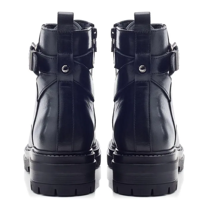 Women Moda In Pelle Chunky Boots Omola Black Leather