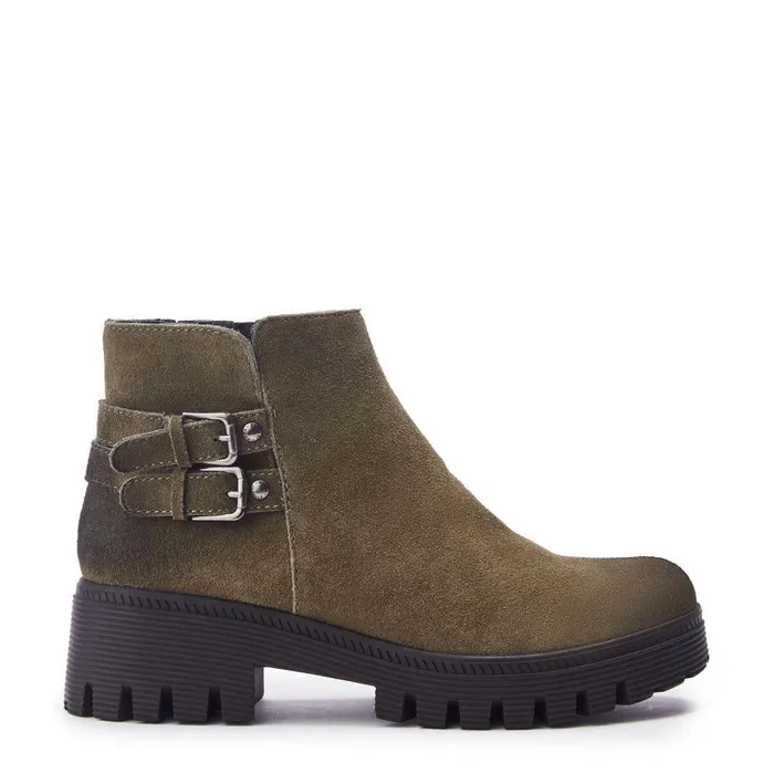 Women Moda In Pelle Chunky Boots Ovah Khaki Suede
