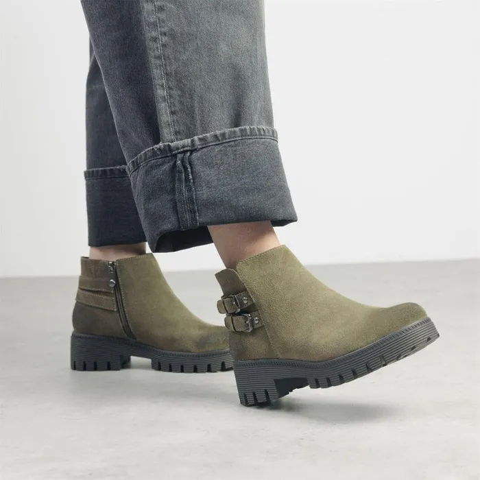 Women Moda In Pelle Chunky Boots Ovah Khaki Suede