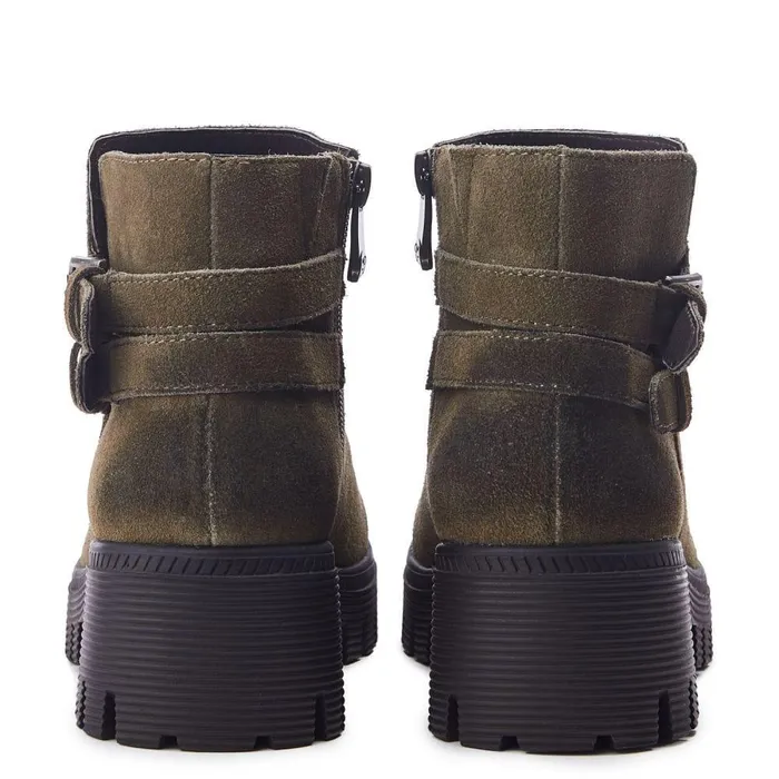 Women Moda In Pelle Chunky Boots Ovah Khaki Suede