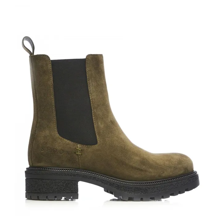 Women Moda In Pelle Chunky Boots Shoon Sh Adesso Olive Suede