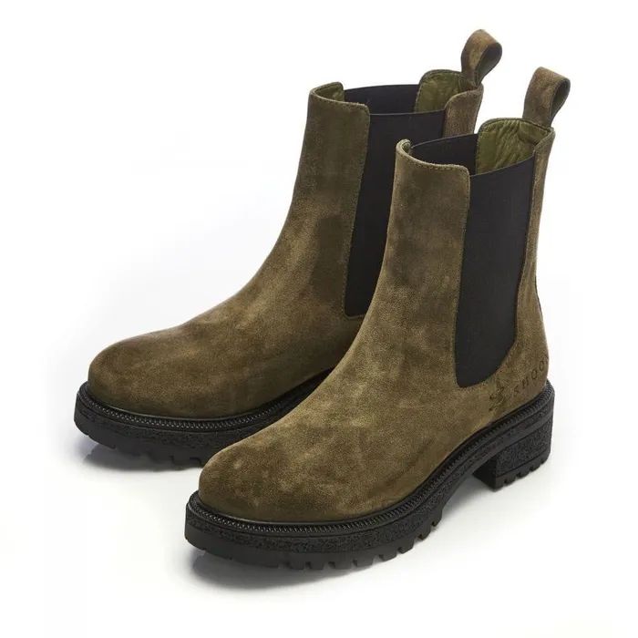 Women Moda In Pelle Chunky Boots Shoon Sh Adesso Olive Suede