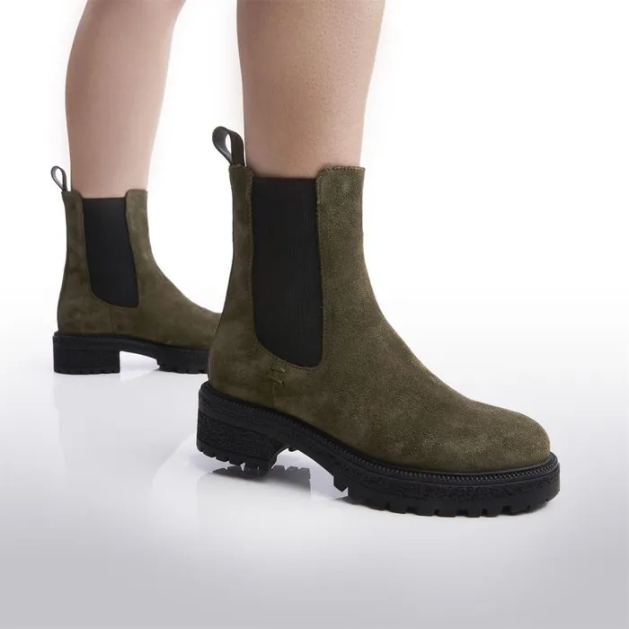 Women Moda In Pelle Chunky Boots Shoon Sh Adesso Olive Suede