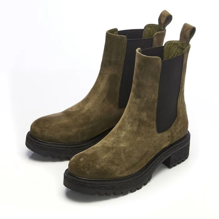 Women Moda In Pelle Chunky Boots Shoon Sh Adesso Olive Suede