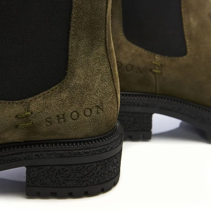 Women Moda In Pelle Chunky Boots Shoon Sh Adesso Olive Suede