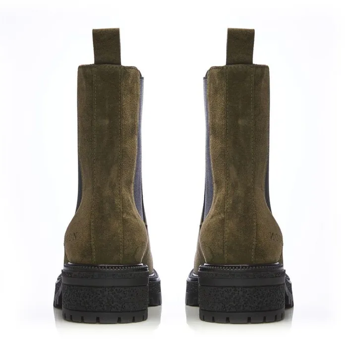 Women Moda In Pelle Chunky Boots Shoon Sh Adesso Olive Suede