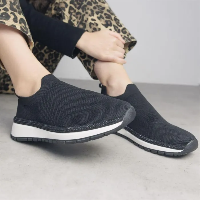 Women Moda In Pelle Chunky Trainers Bellariah Black Textile
