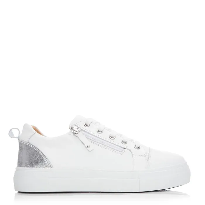 Women Moda In Pelle Chunky Trainers Bsoleful BVisti White 8211 Silver Leather