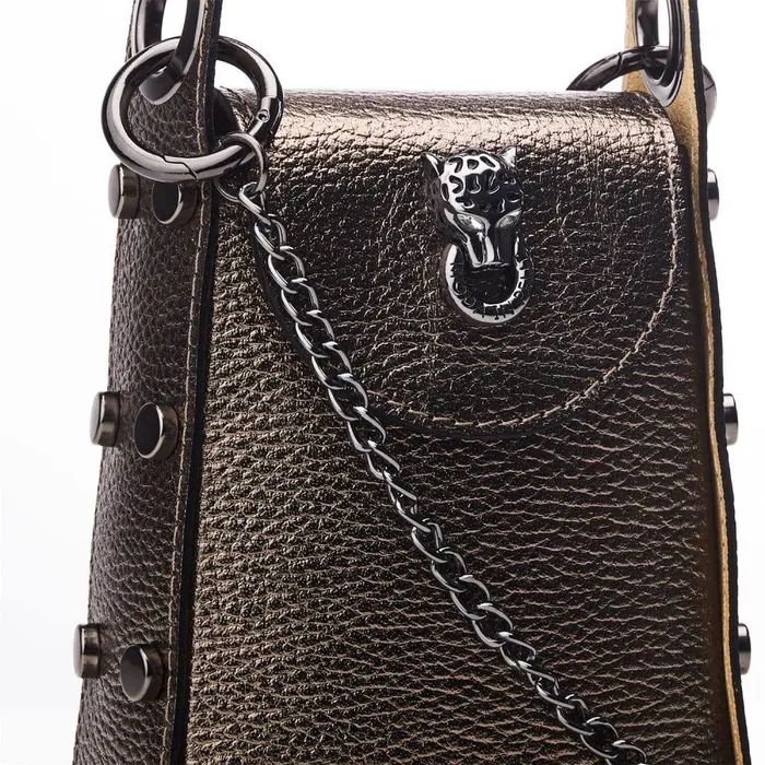 Women Moda In Pelle Clutch Bags Joie Bag Pewter Metallic Leather