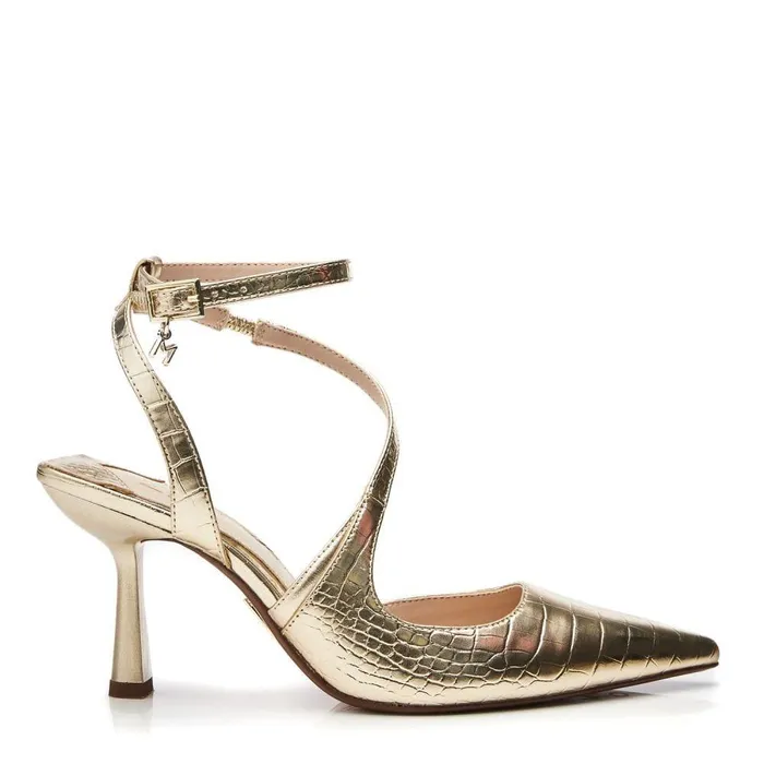 Women Moda In Pelle Court Shoes Cyanna Gold Patent Mocc Croc