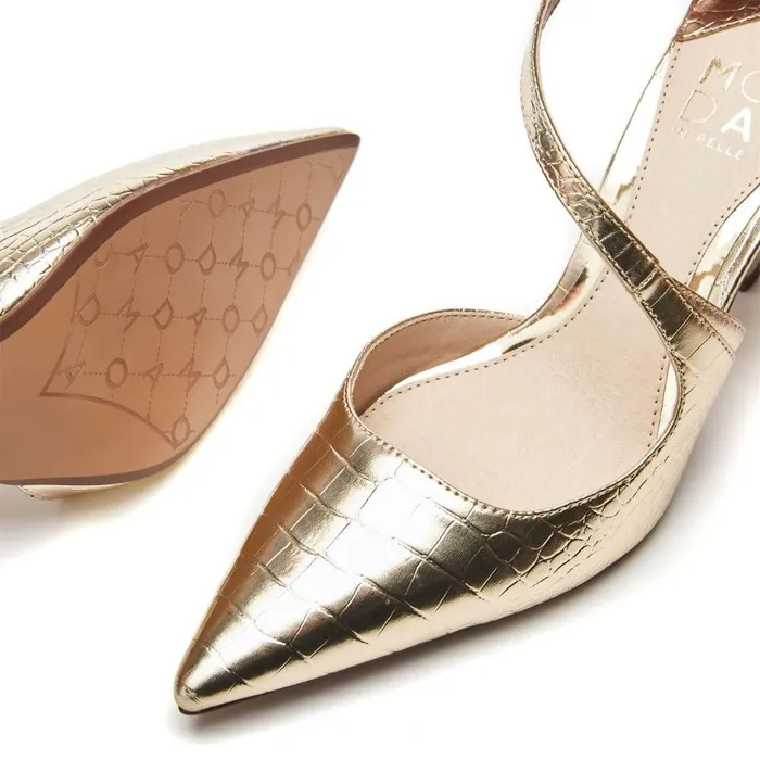 Women Moda In Pelle Court Shoes Cyanna Gold Patent Mocc Croc