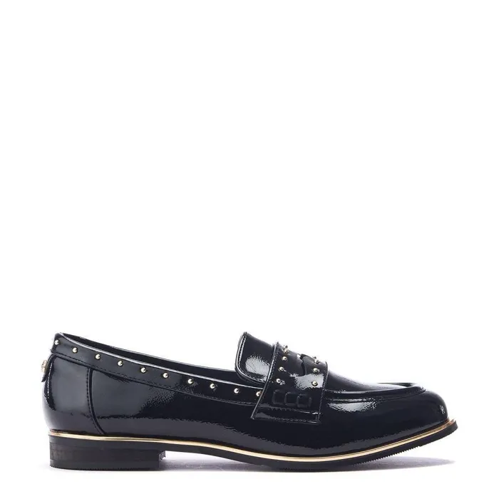 Women Moda In Pelle Flat And Ballerina Shoes Favor Black Patent
