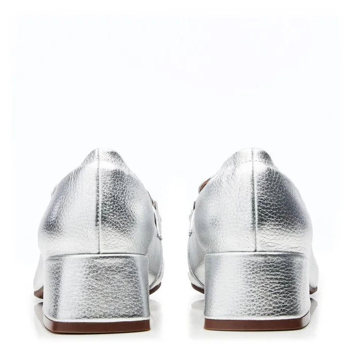 Women Moda In Pelle Flat And Ballerina Shoes Fenet Silver Metallic Leather