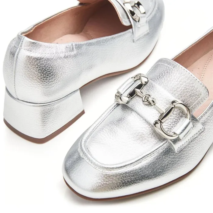 Women Moda In Pelle Flat And Ballerina Shoes Fenet Silver Metallic Leather