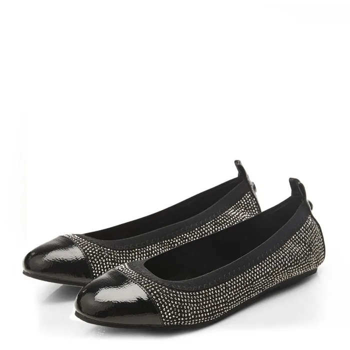 Women Moda In Pelle Flat And Ballerina Shoes Fliccy Black Textile