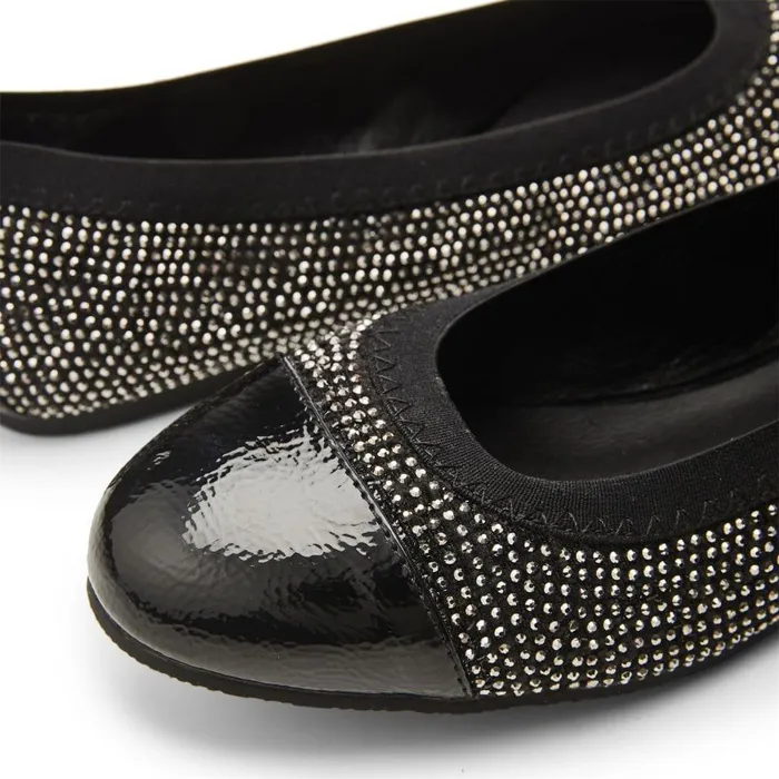Women Moda In Pelle Flat And Ballerina Shoes Fliccy Black Textile