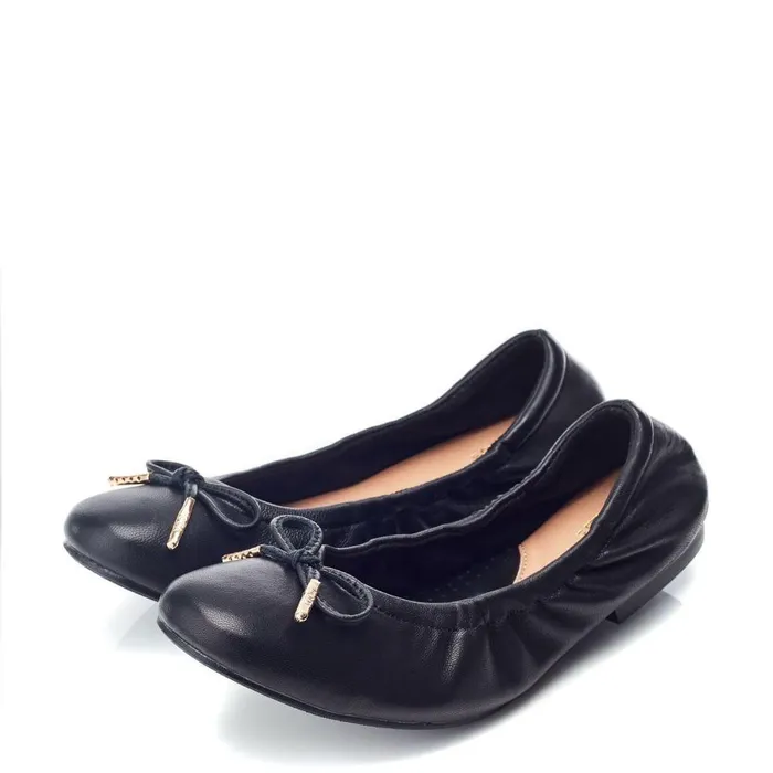 Women Moda In Pelle Flat And Ballerina Shoes Freyani Black Leather