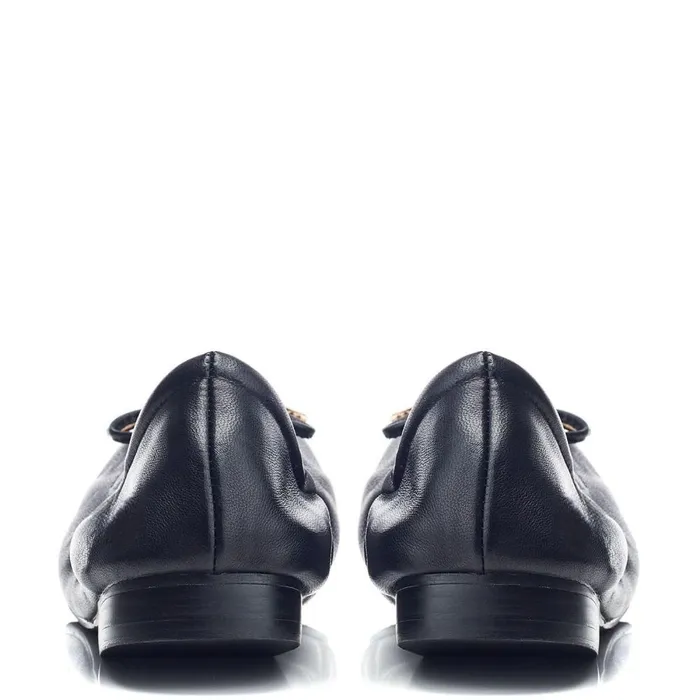 Women Moda In Pelle Flat And Ballerina Shoes Freyani Black Leather