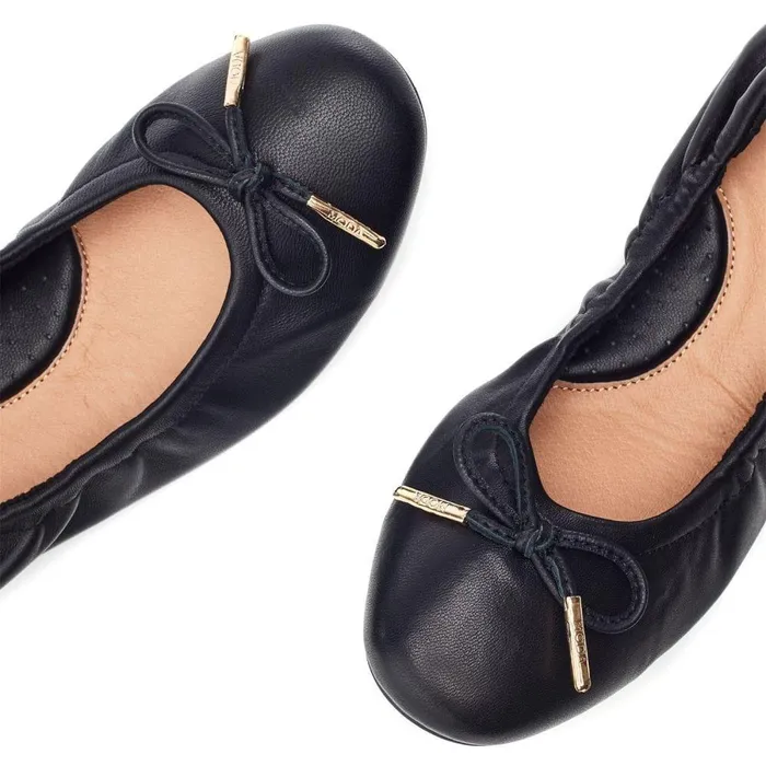 Women Moda In Pelle Flat And Ballerina Shoes Freyani Black Leather