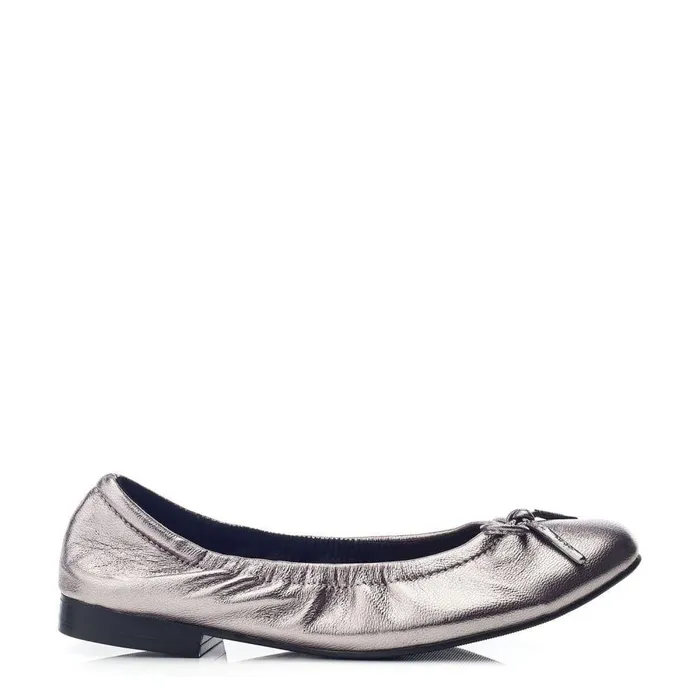 Women Moda In Pelle Flat And Ballerina Shoes Freyani Pewter Leather