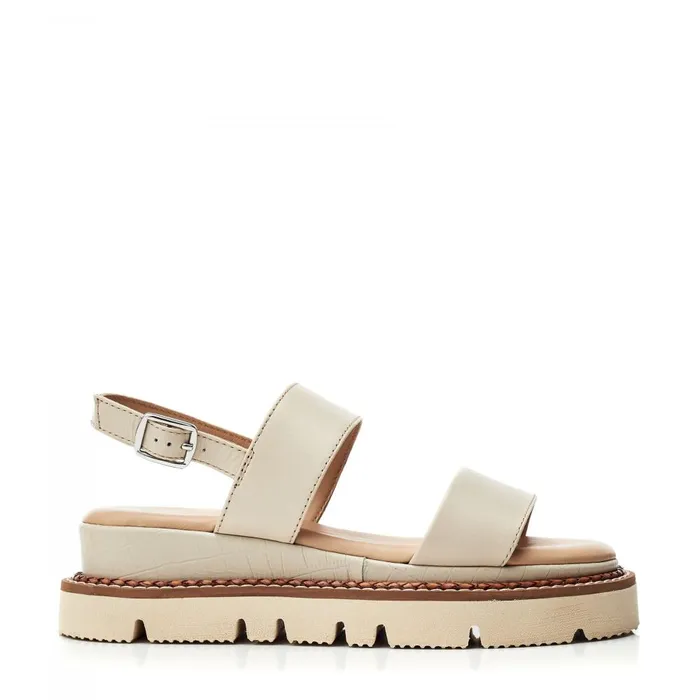 Women Moda In Pelle Flat Sandals Nilania Off White Leather