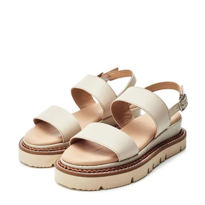 Women Moda In Pelle Flat Sandals Nilania Off White Leather