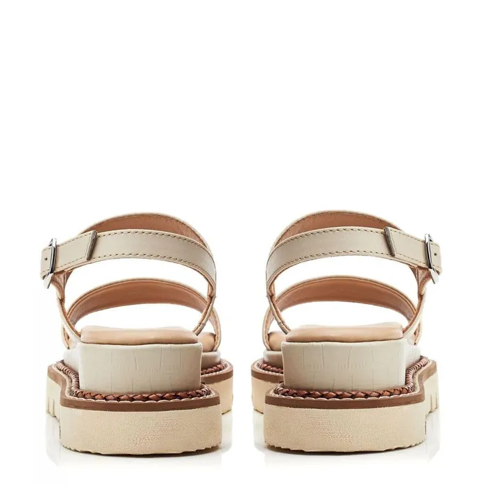 Women Moda In Pelle Flat Sandals Nilania Off White Leather
