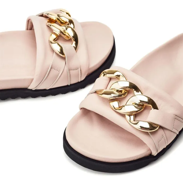 Women Moda In Pelle Flatform Sandals Bsoleful BChainer Nude Leather