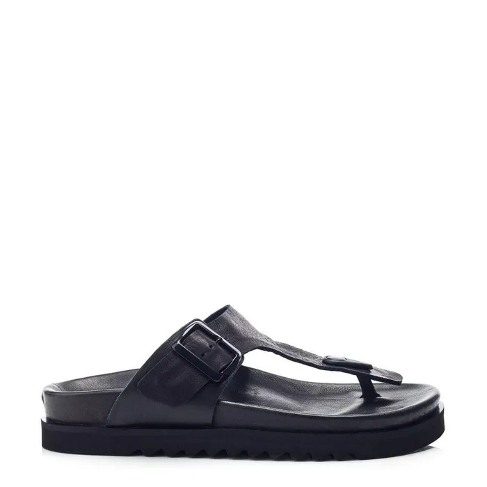 Women Moda In Pelle Flatform Sandals Bsoleful BToi Black Leather