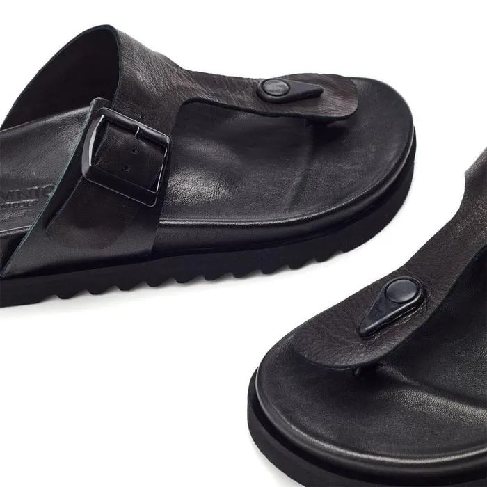 Women Moda In Pelle Flatform Sandals Bsoleful BToi Black Leather