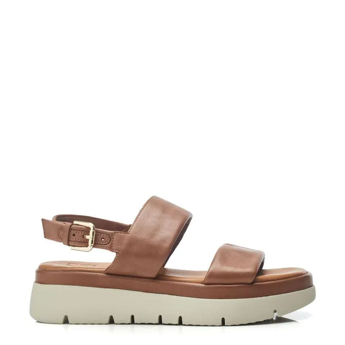 Women Moda In Pelle Flatform Sandals Netty Tan Leather