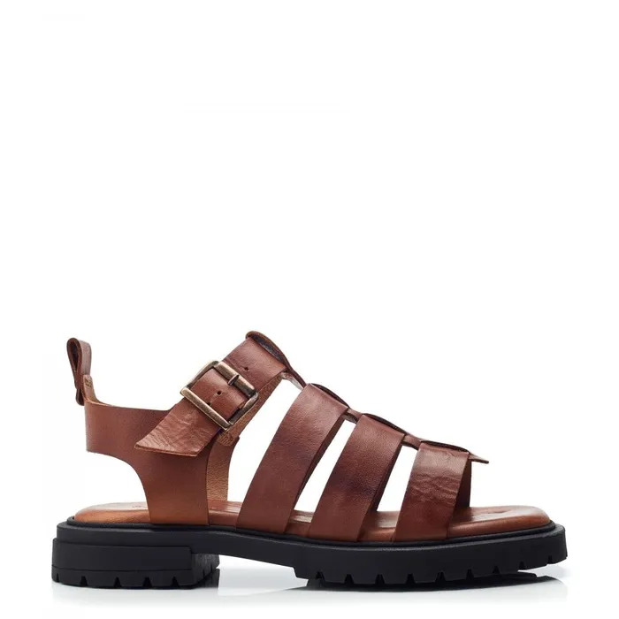 Women Moda In Pelle Flatform Sandals Shoon Sh Inshore Tan Leather