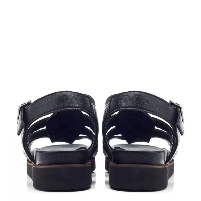 Women Moda In Pelle Flatform Sandals Shoon Sh Shipshape Black Leather