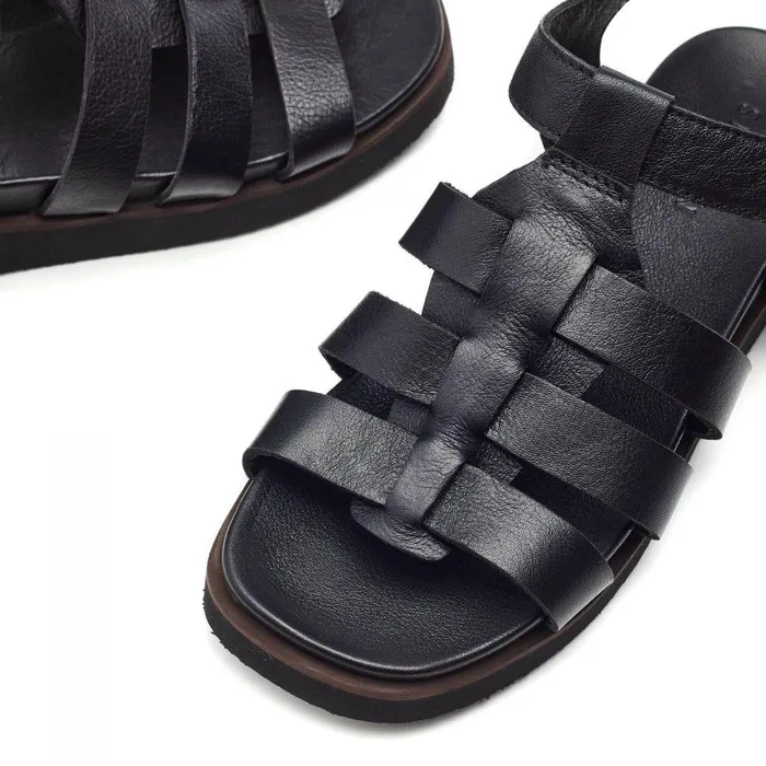 Women Moda In Pelle Flatform Sandals Shoon Sh Shipshape Black Leather